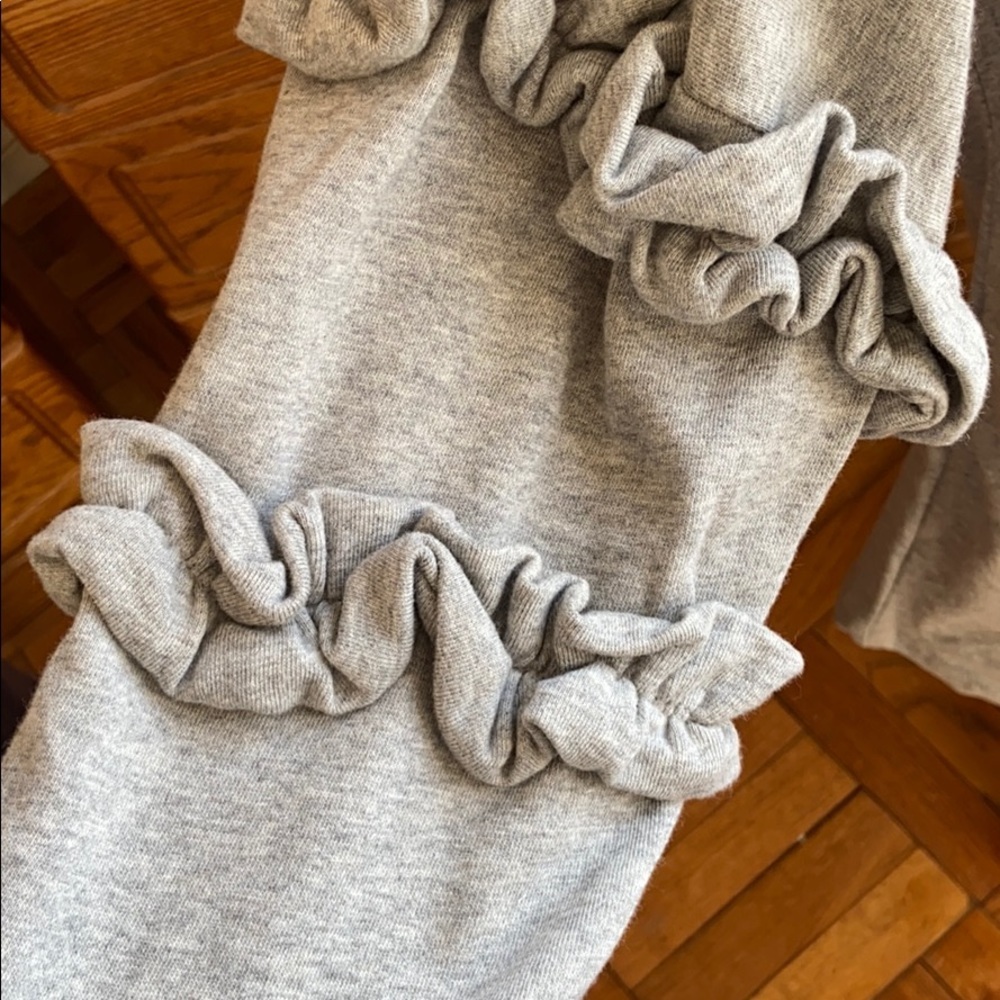 New Grey Ruffled Sleeve sweatshirt Short Mini Dress Size Large Nordstrom - Picture 4 of 5